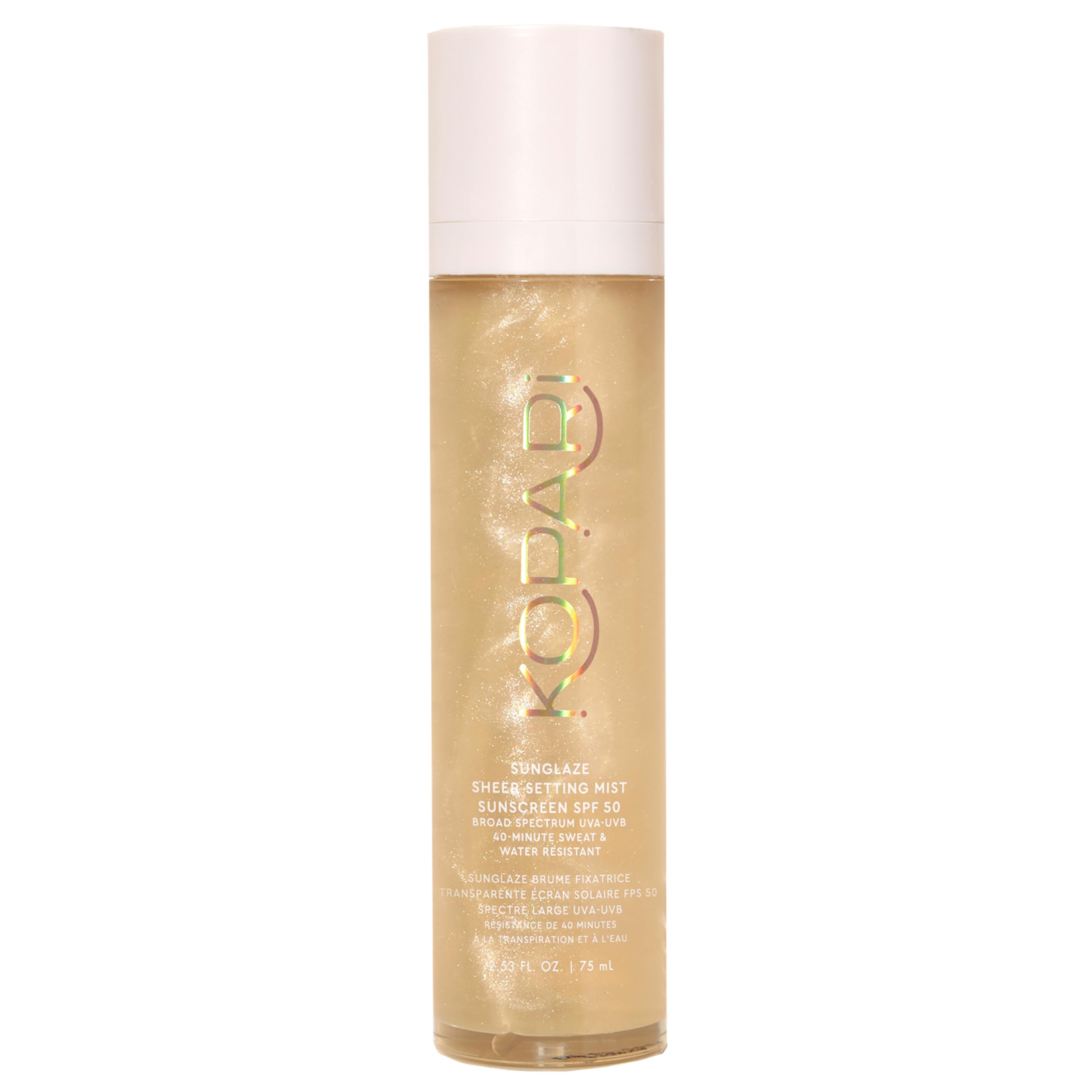 KopariSunglaze Sheer Setting Mist Sunscreen SPF 50, Weightless, Fast Drying, Ultra-Fine Setting Spray, Made With Hyaluronic Acid, Sets Makeup For A Hydrated, Dewy Finish, 2.53 fl oz