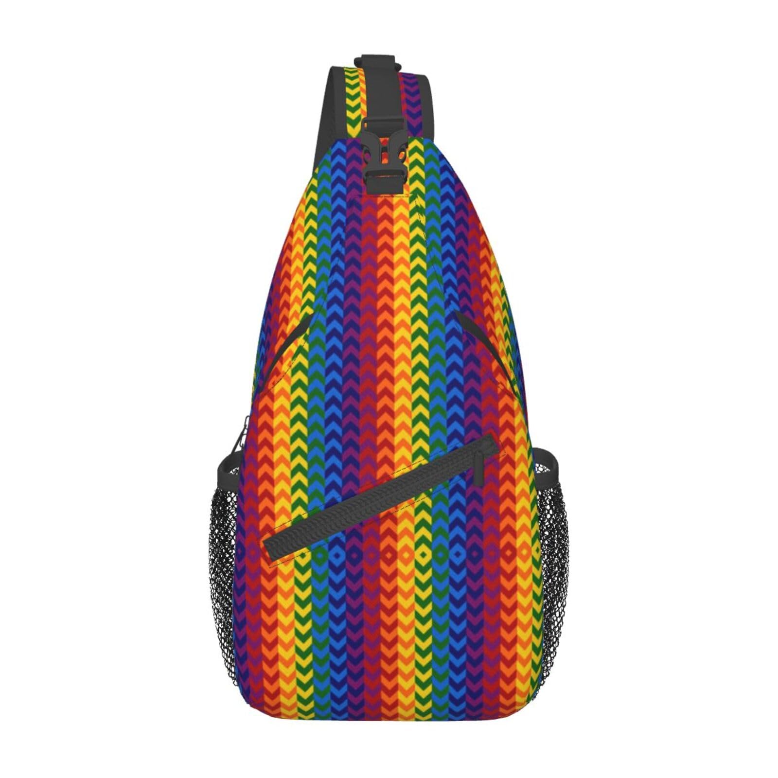 skdjowu Funny Rainbow Lgbt Gay Pride Crossbody Sling Backpack Sling Bag Travel Hiking Chest Bag Daypack for Adults Women Men