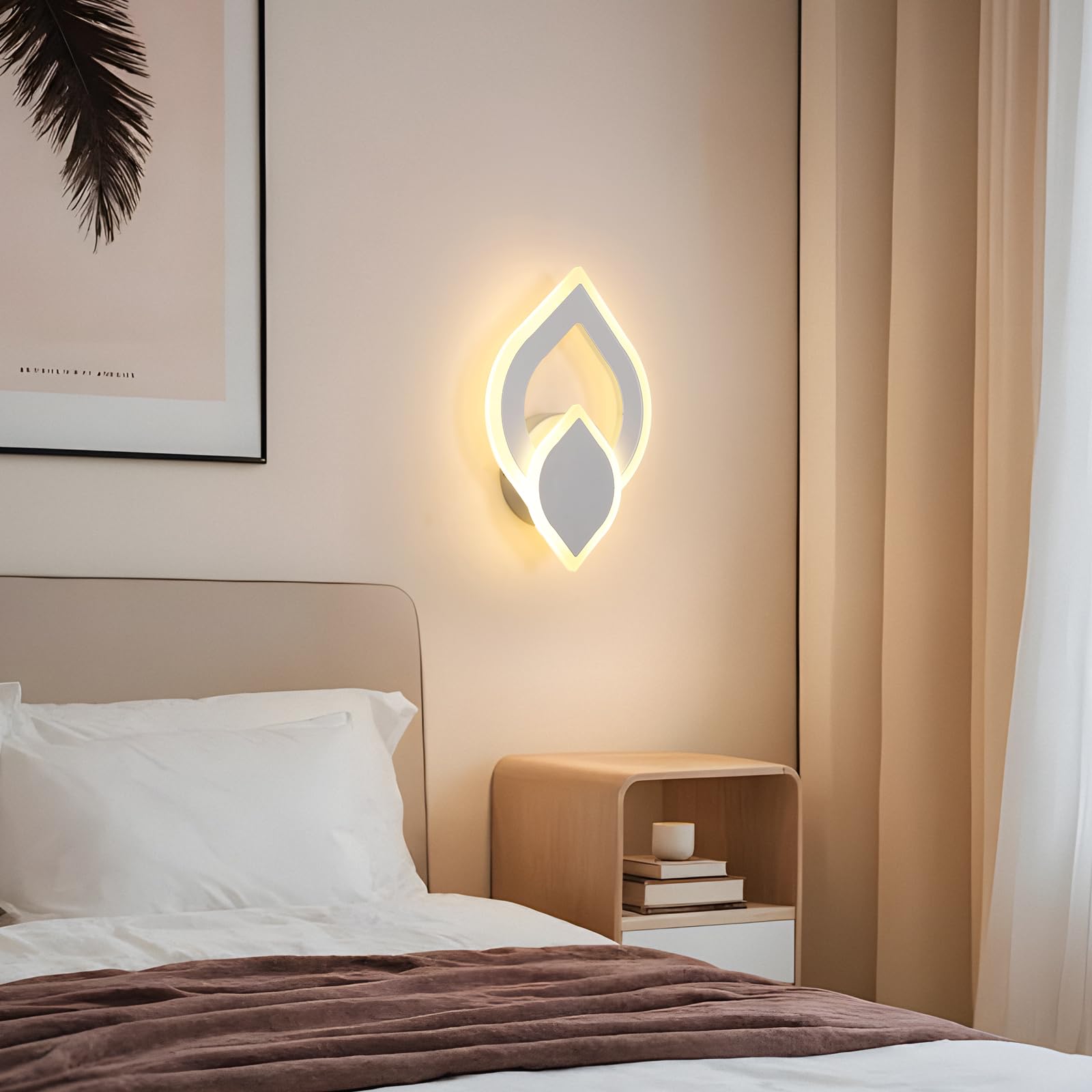 Lámpara de Pared LED 16W, Apliques de Pared LED Escaleras Interior 1800LM, Diseño Creativo Moderno Luz de Pared Acrílico para Dormitorio Salon Pasillo, Blanco Cálido 3000K, Blanco