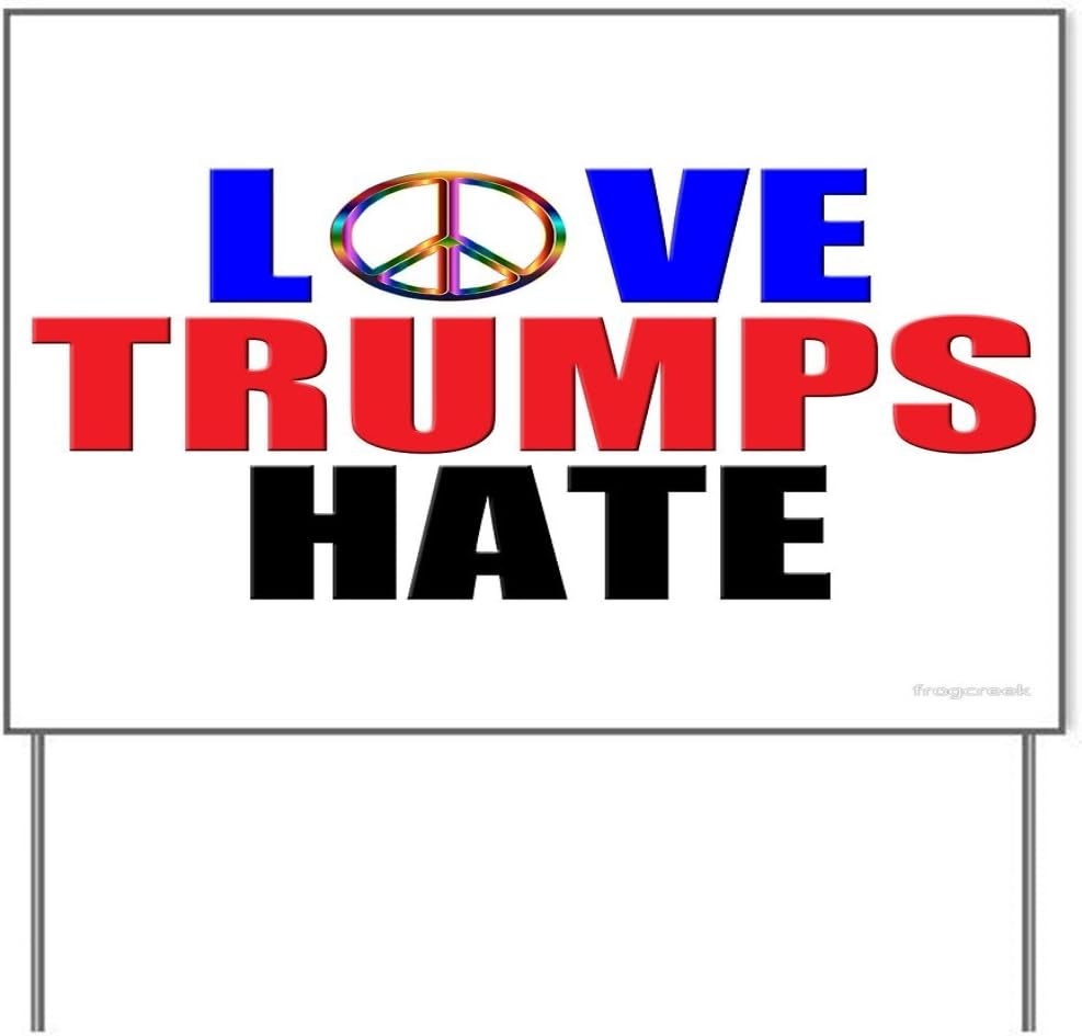 Debbie's Designs Love Trumps Hate Peace 18x24 Yard Sign (Outdoor, Weatherproof Corrugated Plastic) Metal Stake Included