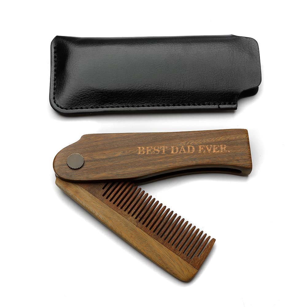 Gifts for Dad Christmas Stocking Stuffers for Men Who Have Everything Funny Cool Stuff Unique Birthday Gift for Dads from Daughter Folding Pocket Hair Beard Comb (Comb with Case)