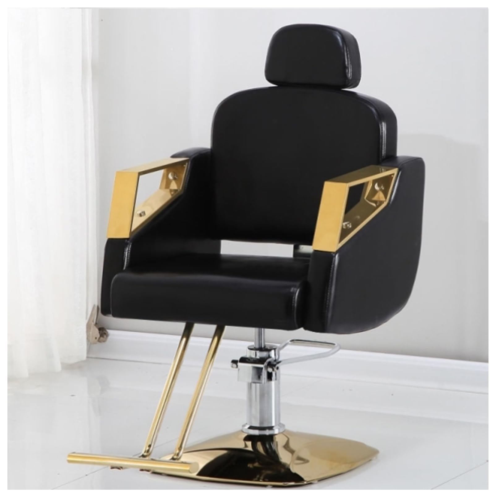 OZBMA Reclining Salon Barber Chair 360° Swivel Hairdresser with ty Hydraulic Pump Comfortable Black Styling for Professional Hair Salons and Barbershops