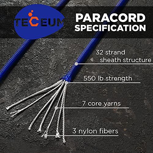 Image of TECEUM Reflective Paracord Rope 1000 - 1000ft /200ft /100ft /50ft - 40+ Colors - Glow in the Dark - para Cord - Utility Rope for Survival, Hunting & Camping Gear - Nylon String, Camping Rope, Tent Cord