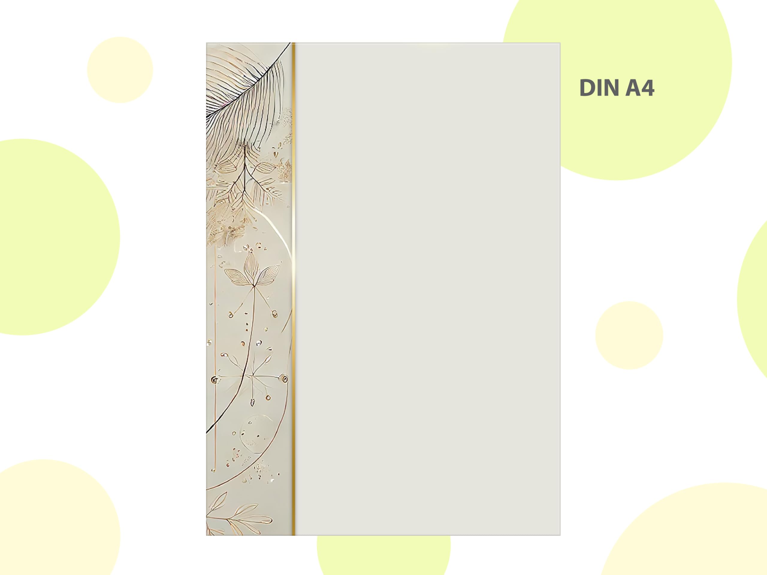 Briefpapier-Set 250 Druckerpapier DIN A4 + 250 Kuverts DIN-lang haftklebend Naturfarben Elegante Federn - Naturskizzen beidseitig bedruckbar für Geburtstag Jubiläum Hochzeit Menükarte