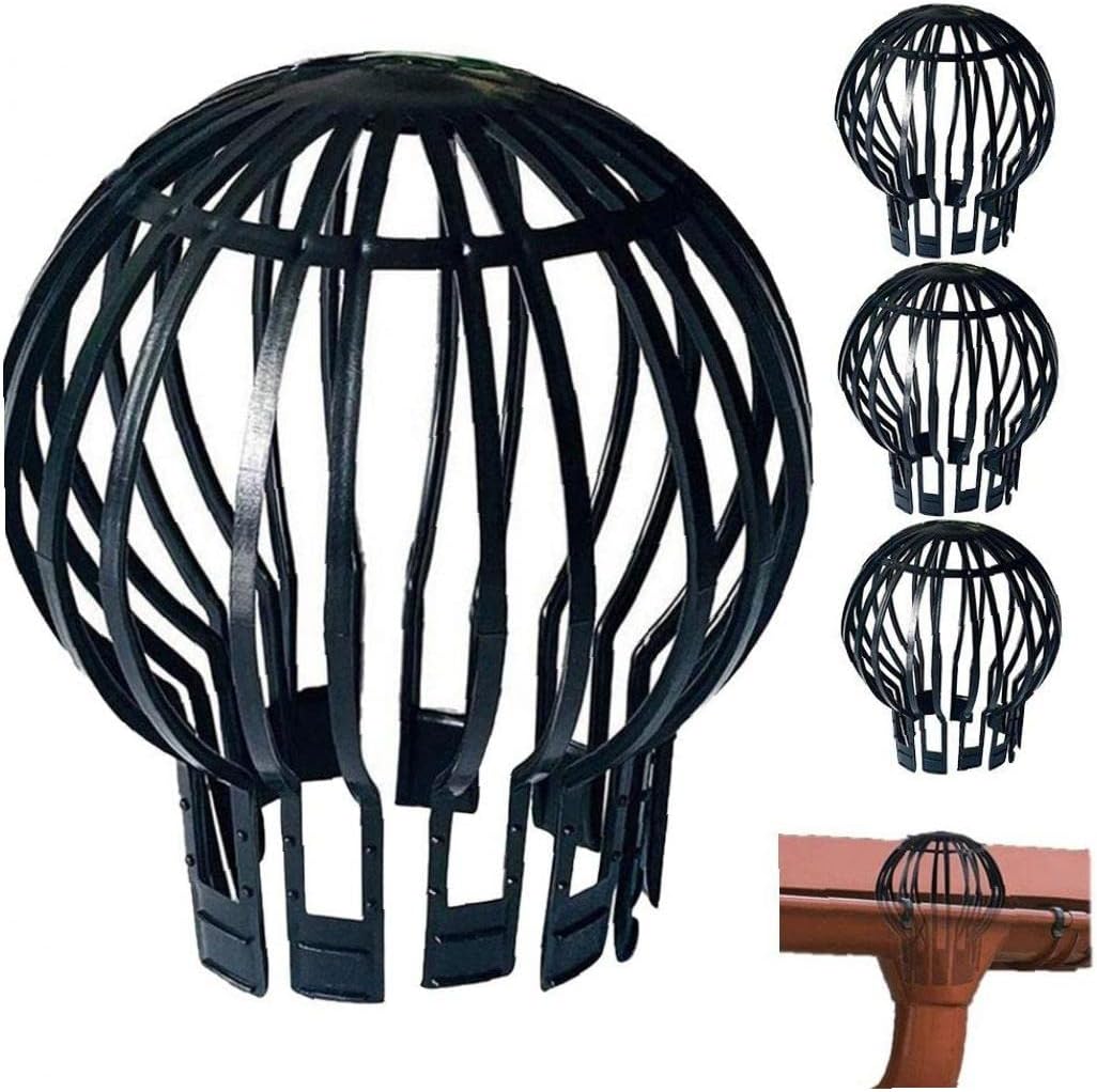 Gutter Guard, 4 Pcs Plastic Filter Strainer Fits for Round Downspout