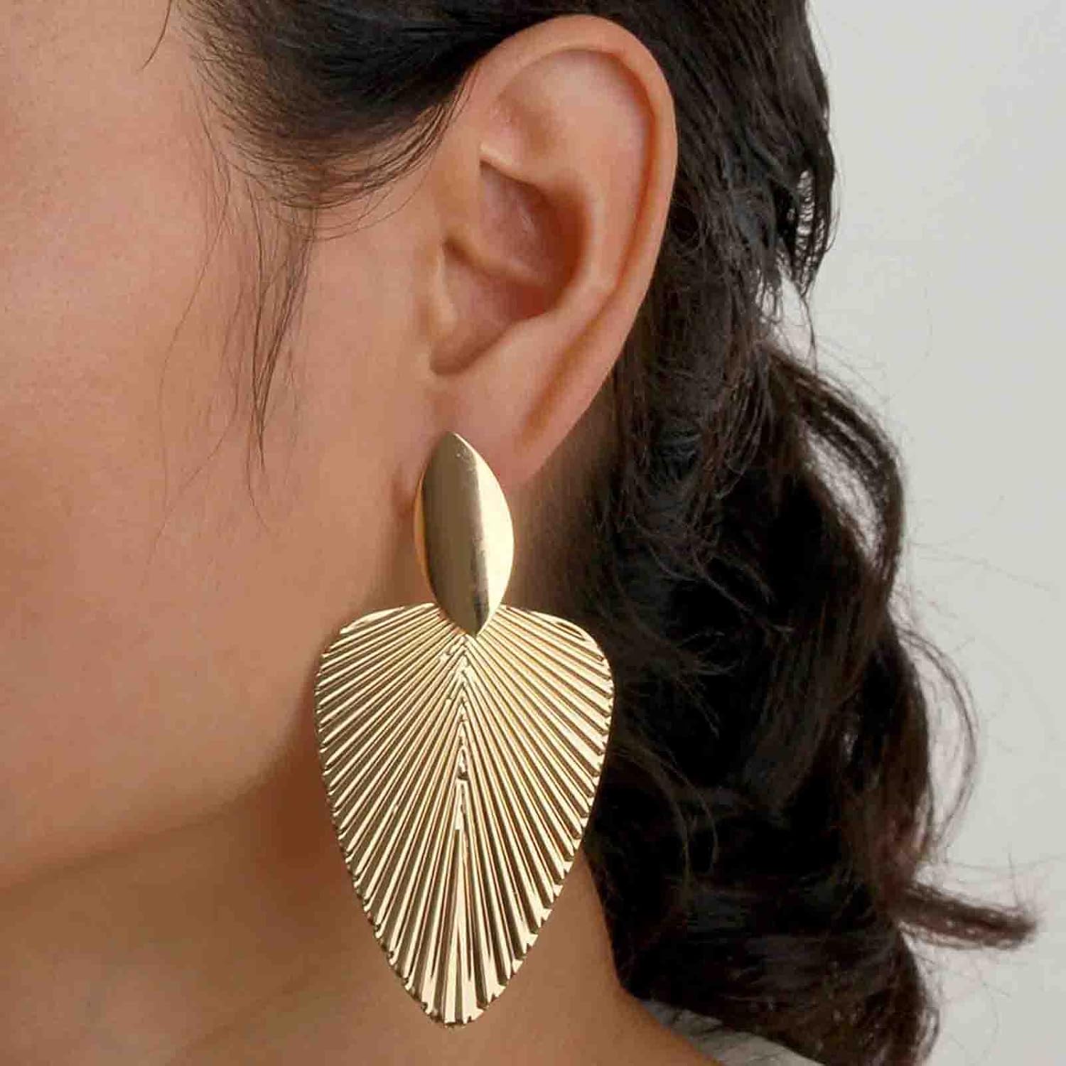 Punk Big Leaf Earrings Vintage Leaf Drop Earrings Gold Leaf Dangle Earrings Boho Leaf Stud Earrings Large Leaf Dangling Earrings - Image 6