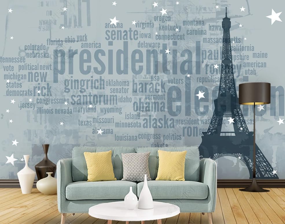 Papier peint intissé qualitatif grand poster mural salon écriture moderne 350cm