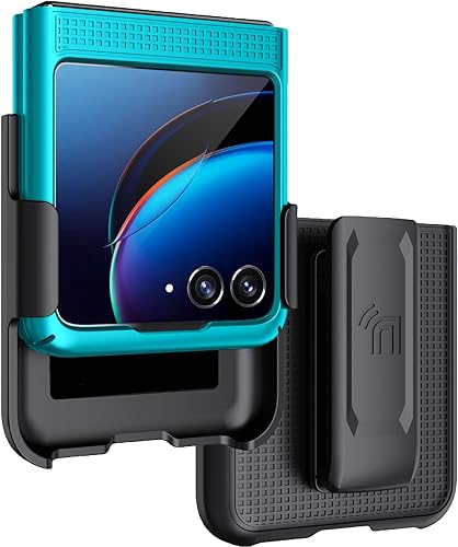 Nakedcellphone - Funda con clip para Motorola RAZR+ 2023, textura de cuadrícula cubierta rígida delgada y rotacióntrinquete Combo de funda de cadera