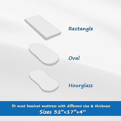 Miniatura 5 de Paquete de 2 fundas impermeables para colchón de moisés, protector de colchón de moisés para niños y niñas (32 x 17 pulgadas), sábana de moisés