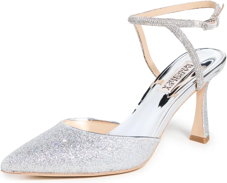 Badgley Mischka Women's Kamilah Pointed Toe Stiletto Pump, Silver, 5