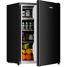 BANGSON 2.6 Cu Ft Small Fridge with Freezer for Office, Mini Refrigerator for Dorm Bedroom, Compact Fridge Energy-efficient, Low Noise, Black