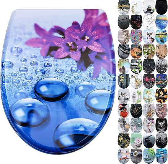 Fanmitrk Duroplast Soft Close Toilet Seat-Quick Release Toilet Seats with Top Fixing,Colorful Pattern,Easy fit Easy Clean (UF01-05XIN) — image 1