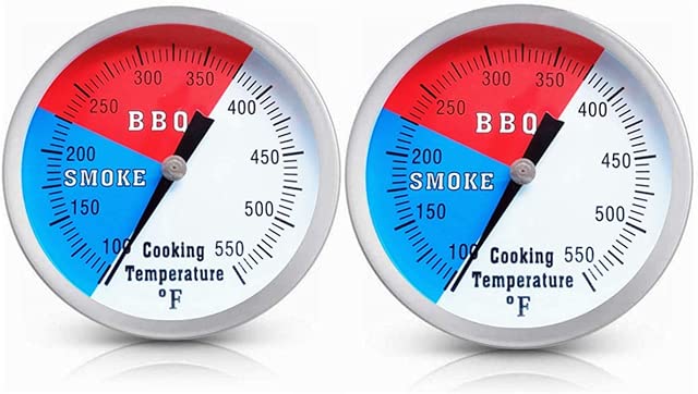BBQ Grill Thermometer Gauge, 2 Pack Charcoal Grill Smoker Temperature Gauge Pit BBQ Grill Thermometer