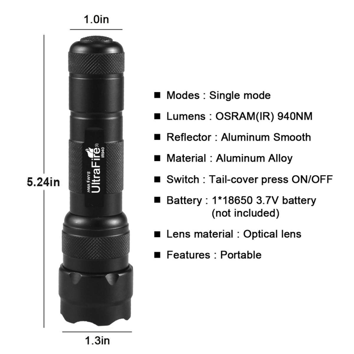 Étui Pour Lampe Tactique ULTRAFIRE W66 – Rotation 360° – Pour Diamètre 0,9 à 1,2 Pouce – Verrouillage Latéral