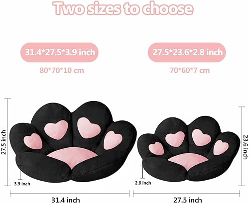 Miniatura 3 de Ditucu Cojín Kawaii de pata de gato, 27.5 x 23.6 pulgadas, lindo cojín de asiento en forma de corazón, cómodo sofá perezoso, almohada de suelo para