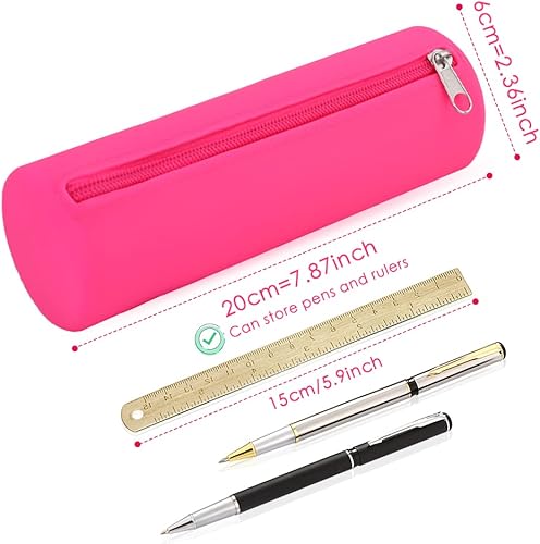 Miniatura 2 de Oyachic Colorido estuche de silicona para lápices cilíndrico, bolsa de lápices con cremallera, bolsa para lápices estética, bolsa para bolígrafos,