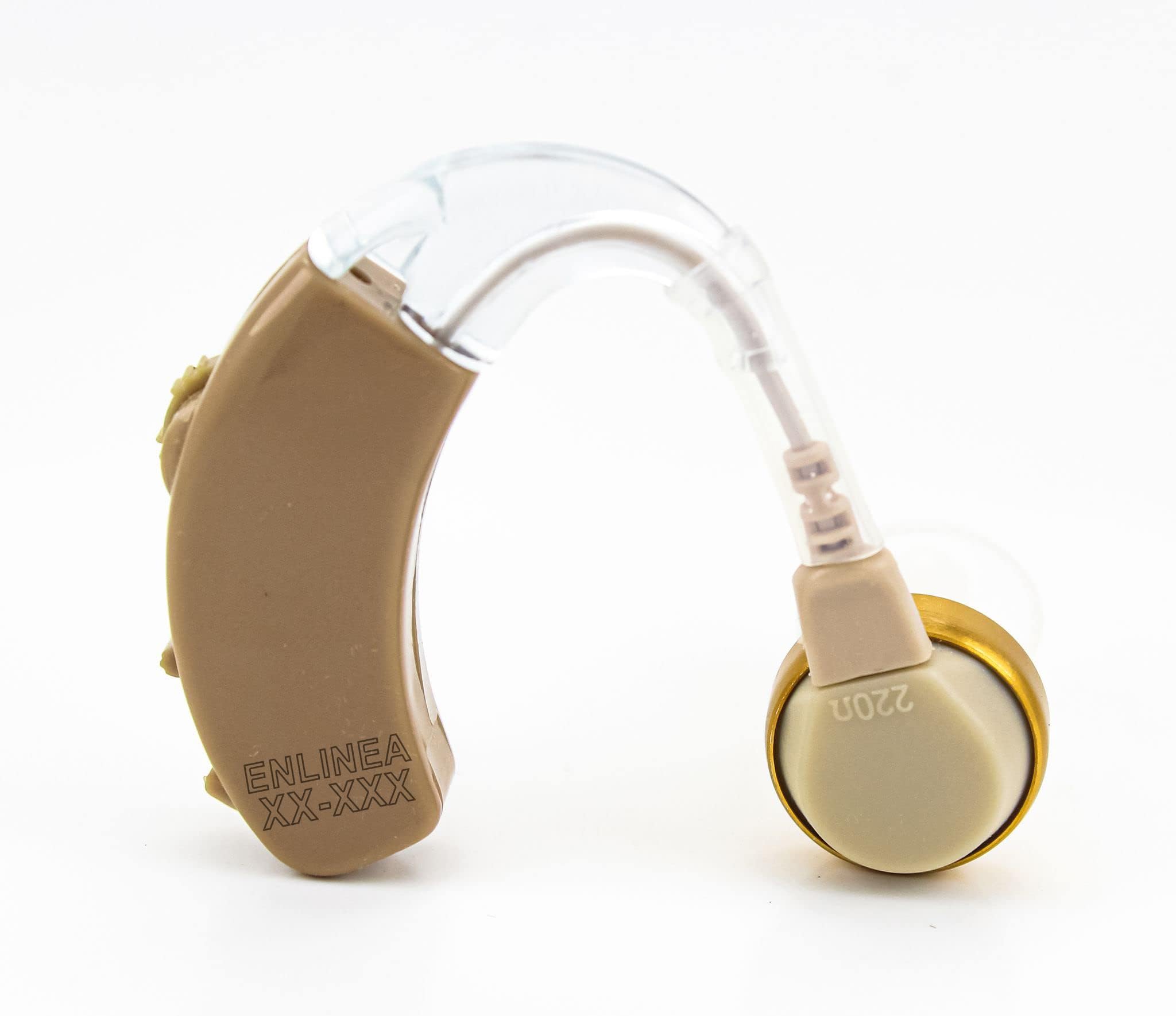 Enlinea F-136 Instant fit Behind The Ear Personal Sound Hearing Amplifier for Seniors with Moderate Hearing Loss (3 Month Seller Warranty). Beige