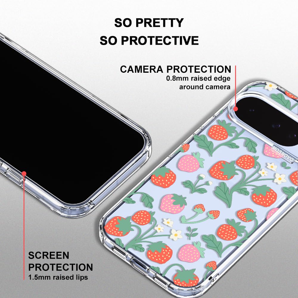 MOSNOVO Case for Google Pixel 10 & Pixel 10 Pro, [Buffertech 6.6ft Military-Grade Drop Protection] [Anti Peel Off Tech] Clear TPU Bumper Phone Case Cover Design - Cute Cherry — view 113