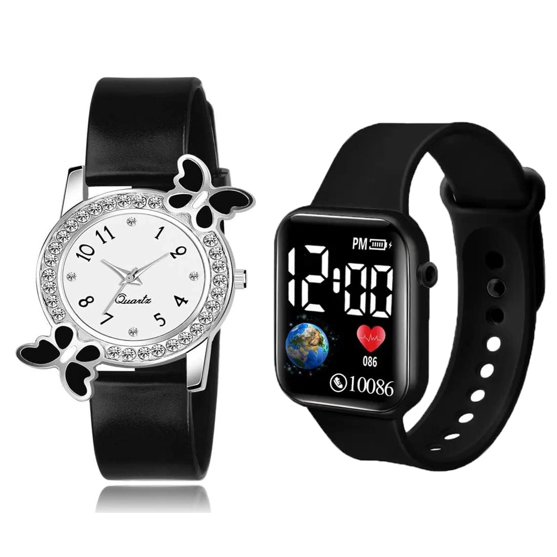 Rozti Waterproof LED Digital Display with Diamond Analog Butterfly Dial Womens & Girls Combo Wrist Watches Pack f 2 (B0CHWM9S6G) Amazon Price History, Amazon Price Tracker