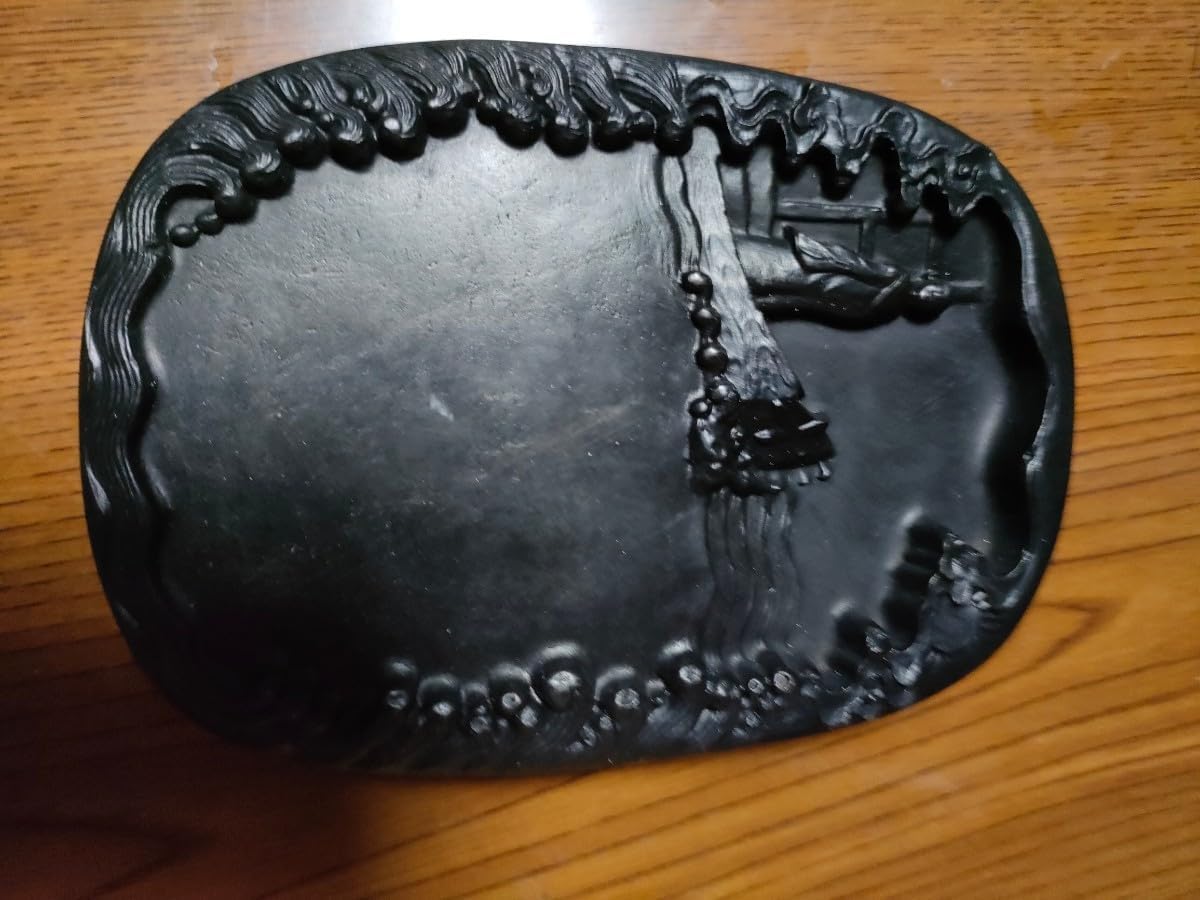 ゆう】 ◇硯2面（端渓唐草雷廻文両面硯8吋／歙州雲龍廻文硯7.2吋