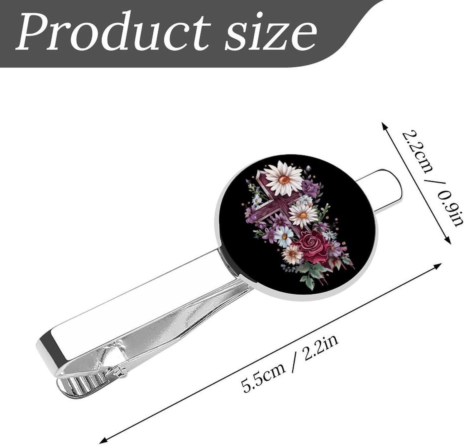 Christian Crosss-Flowers Tie Clip Fashion Jewelry Necktie Pin for Wedding Busiess Office Accessories