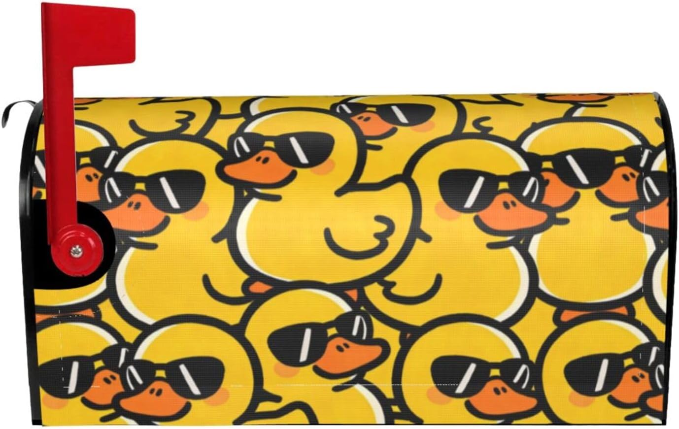 Funny Rubber Duck with Sunglasses Mailbox Covers Magnetic Waterproof Mail Wraps Post Letter Box Mailbox Cover for Outdoor Garden Yard Decor Use 21x18 in