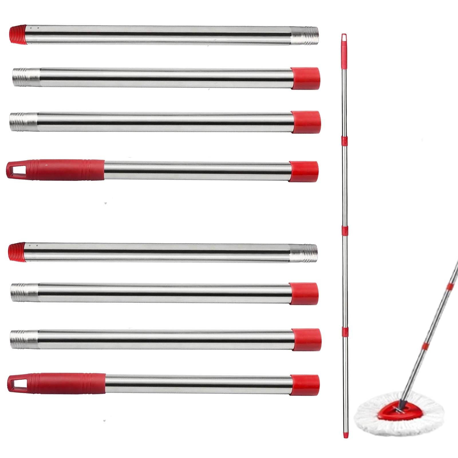 Spin Mop Replacement Handle, 4-Section 30-to-58 inch Mop Replacement Stick Compatible with Ocedar Mop Handle for Easy Wring Mop Refills, Germany Screw Joint (Red 2 Pack)