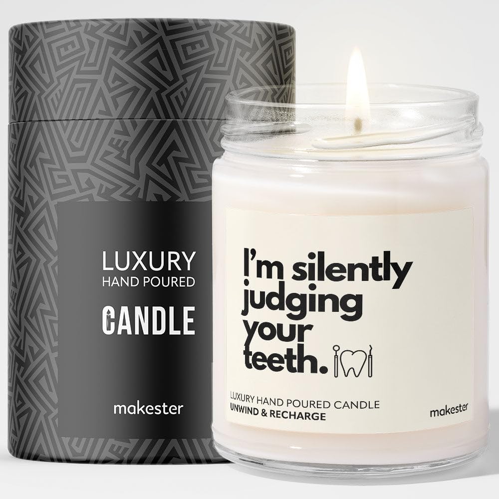 Gift for Dentist - Luxury Soy Wax Candle - Vanilla, Jasmine, Sugared Almond - Makester — image 1