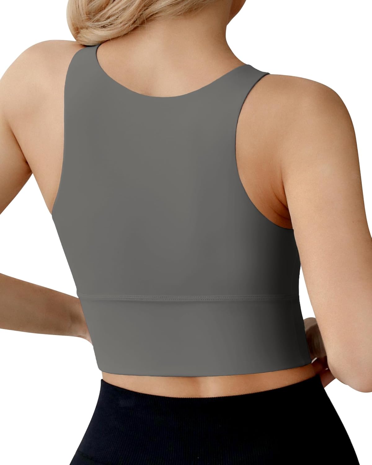 Ama Larsi High Neck Sports Bra for Women Longline Medium Impact Workout Crop Tank Tops Wirefree Padded Yoga Bra Gym - Image 2