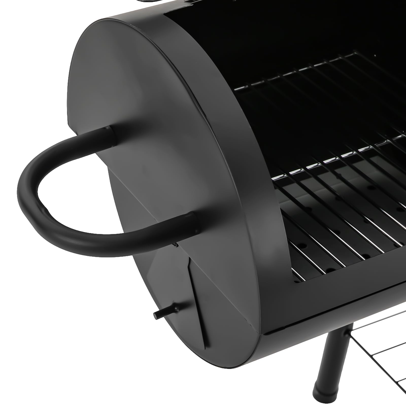 Barbecue a carbonella, con termometro e ripiani laterali, per giardino, campeggio, feste, 147 x 70 x 126 cm, colore nero