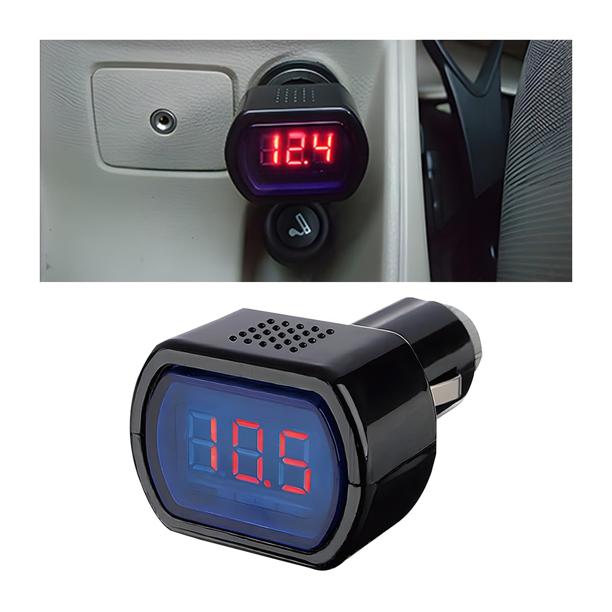 CGEAMDY DC 12-24V Car Voltmeter, Auto Cigarette Lighter Battery Tester, Waterproof Voltage Monitor Gauge with LED Digital Display Panel, Automotive Replacement Accessories for Truck SUV Boat