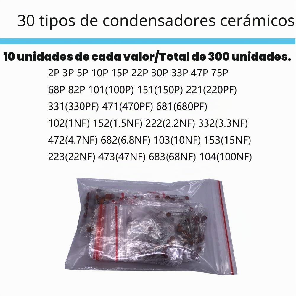 Kit de componentes electrónicos MOGAOPI, diodos LED, resistencias de película metálica, paquete de condensador electrolítico, diodos comunes, condensadores cerámicos, caja surtido de transistores