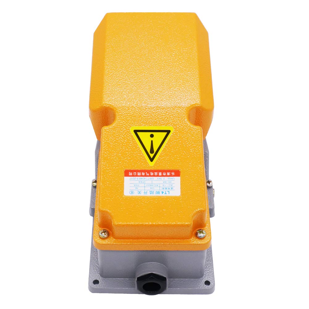 mxuteuk Elektrischer Fußpedalschalter 380V AC 15A Hochleistungs Momentaner Fußschalter SPDT NO NC Industrial Pedal Rutschfeste Aluminiumschale Fußschalter Pedalschalter LT-4