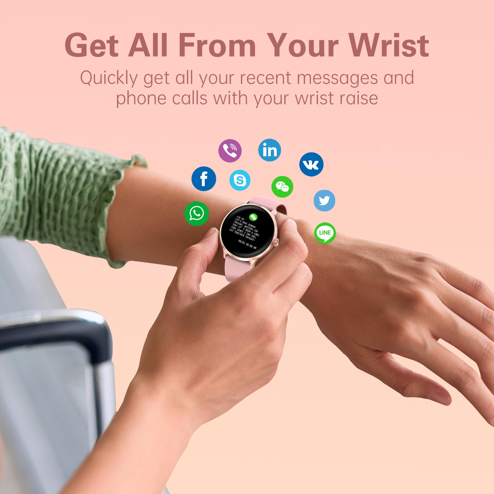 Reloj inteligente para mujer, HD de 1.20 pulgadas, funda de aleación de zinc, rastreador de actividad con SpO2/ritmo cardíaco/monitor de sueño, podómetro de seguimiento de actividad 5