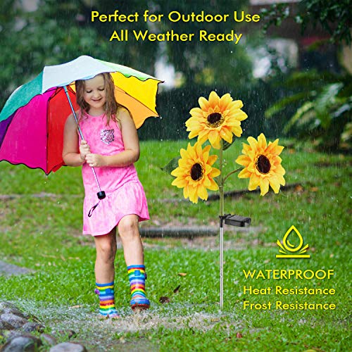 Mmhf Outdoor Solar Garden Stake Lights,Upgraded Led Solar Powered Light With 3 Sunflower, Waterproof Solar Decorative Lights For Garden, Patio, Backyard (1 Pack) #TOP1