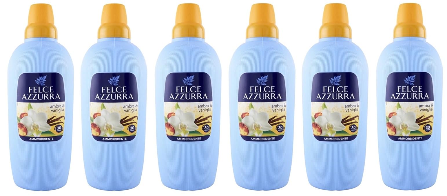 6x Felce Azzurra - Ammorbidente Ambra & Vaniglia, Profumo Inconfondibile, Capi Morbidi - 30 Lavaggi - 2Lt