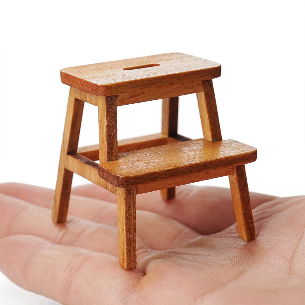 Odoria 1/12 Scale Dolls House Miniature Step Stool Dollhouse Furniture Accessories, Burlywood