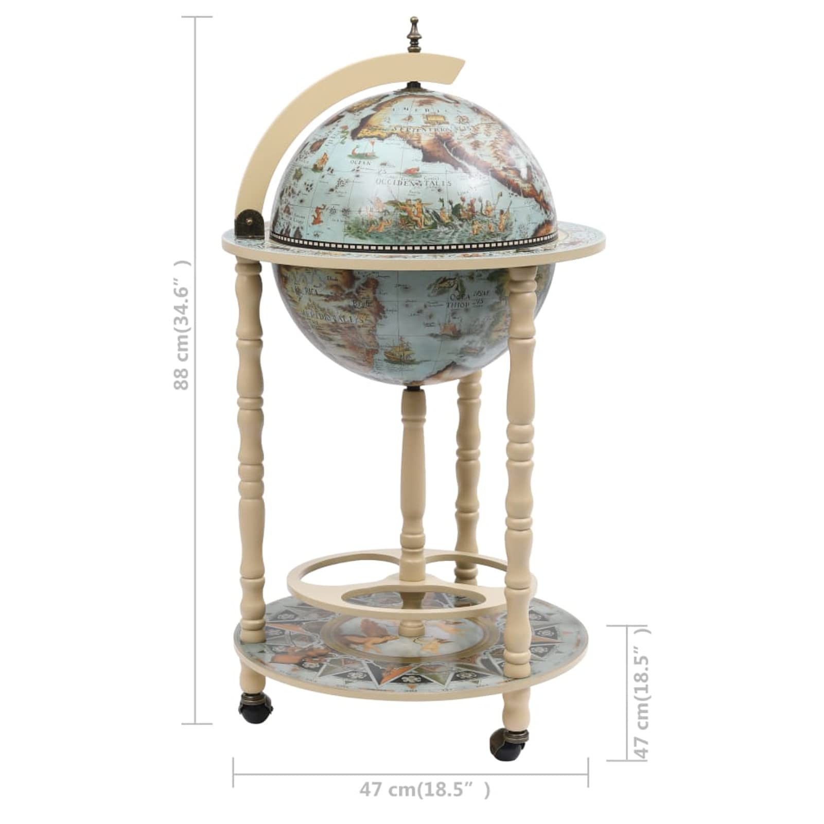 Homgoday Globe Bar 887 - Soporte para vino (madera de eucalipto), color azul