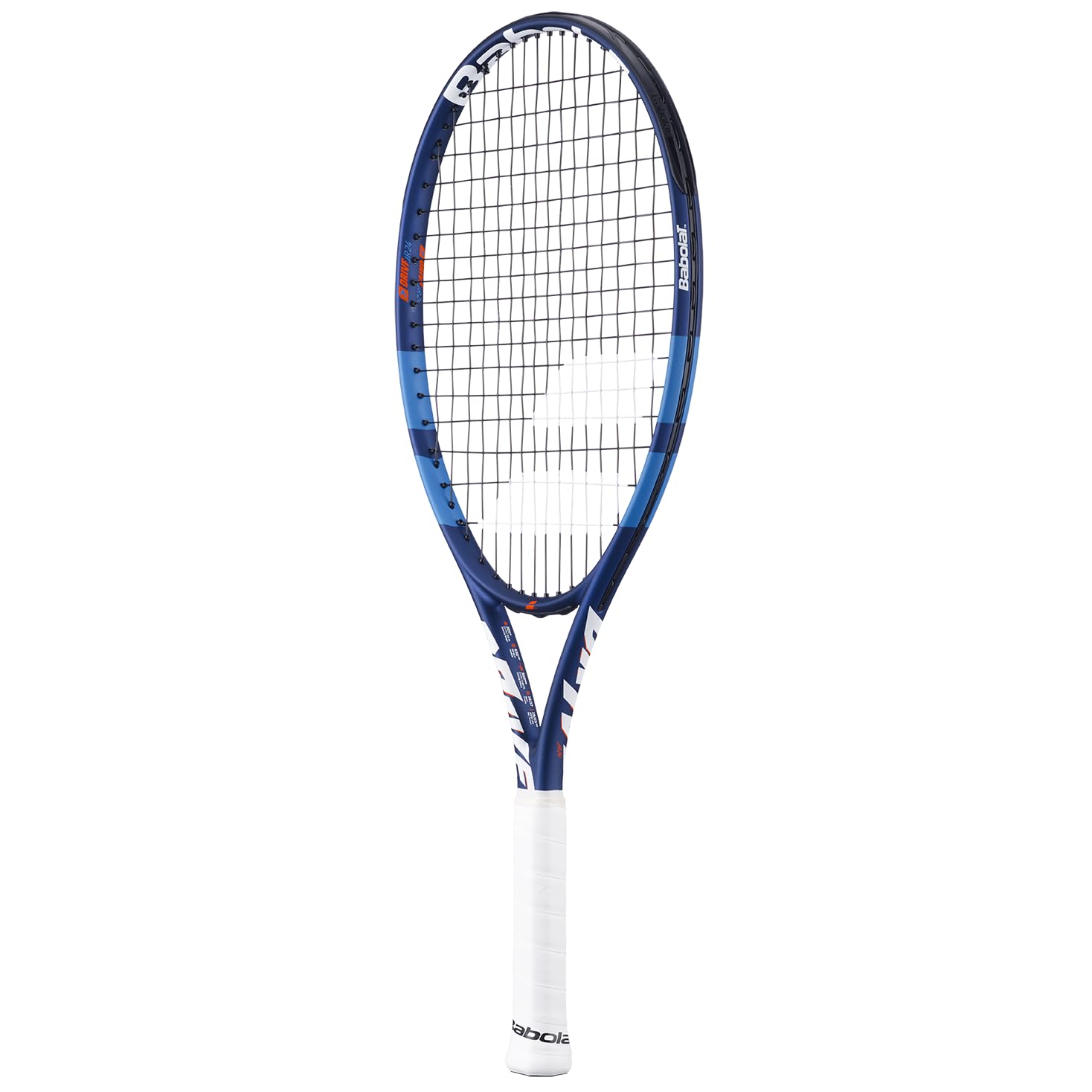 Babolat, Racchetta da Tennis Modello Drive Junior, TU, Bianco/Blu, Leggera, Grip Progettato per Mani Piccole, Piano di Corda 16x19 Aperto 16x17, in Grafite e Alluminio, Ideale per Bambini 125-135 cm