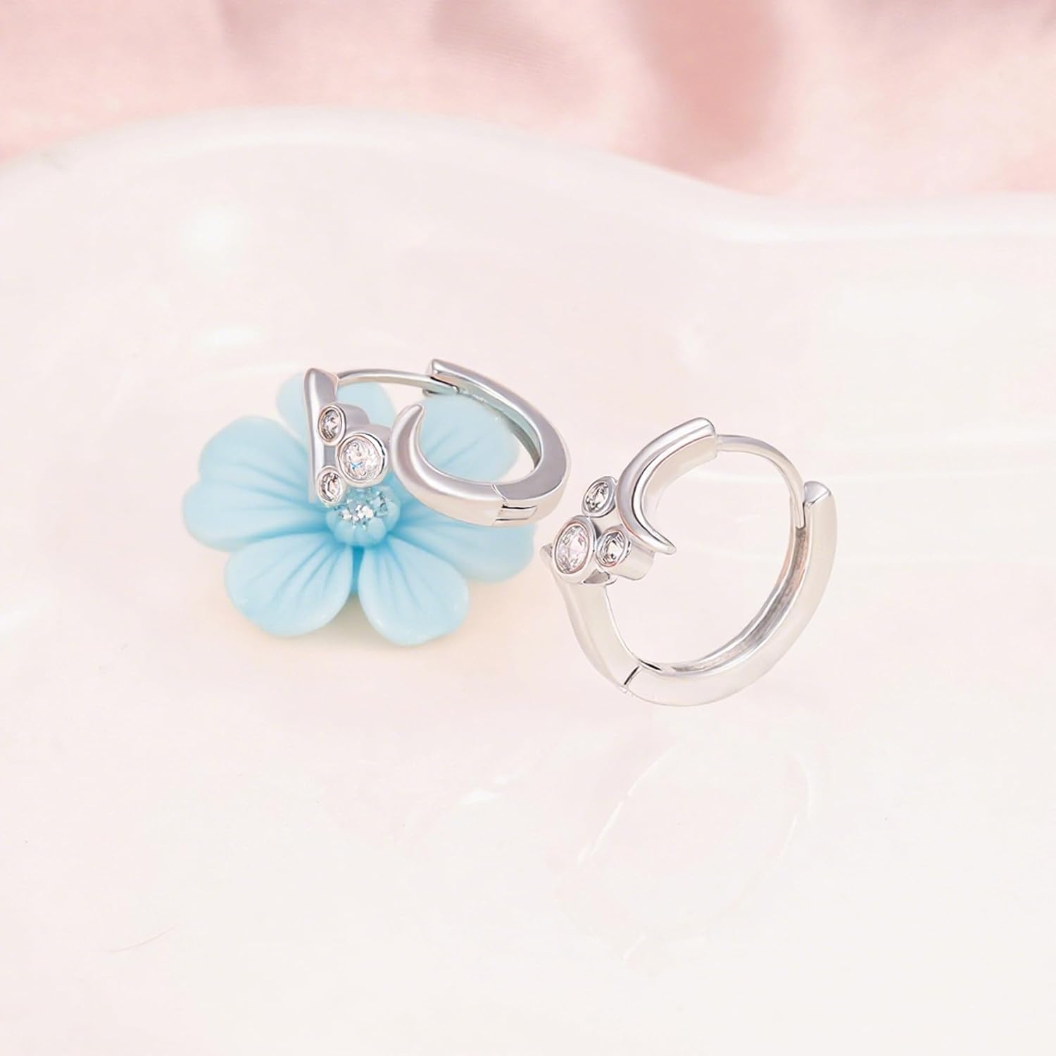 Mouse Hoop Earrings White Gold Plated Sterling Silver Sparkling Cubic Zirconia Mouse Cartilage Huggie Earrings Dainty Animal Earrings Birthday Jewelry Gift for Women Daughter - Image 4