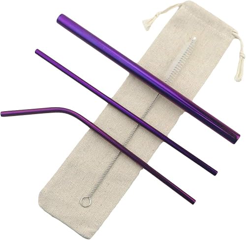 Miniatura 5 de Gugrida Pajitas de metal de acero inoxidable de 8.5 pulgadas, juego de 4 popotes reutilizables  Cepillo de limpieza ultra largo para vasos de 2030