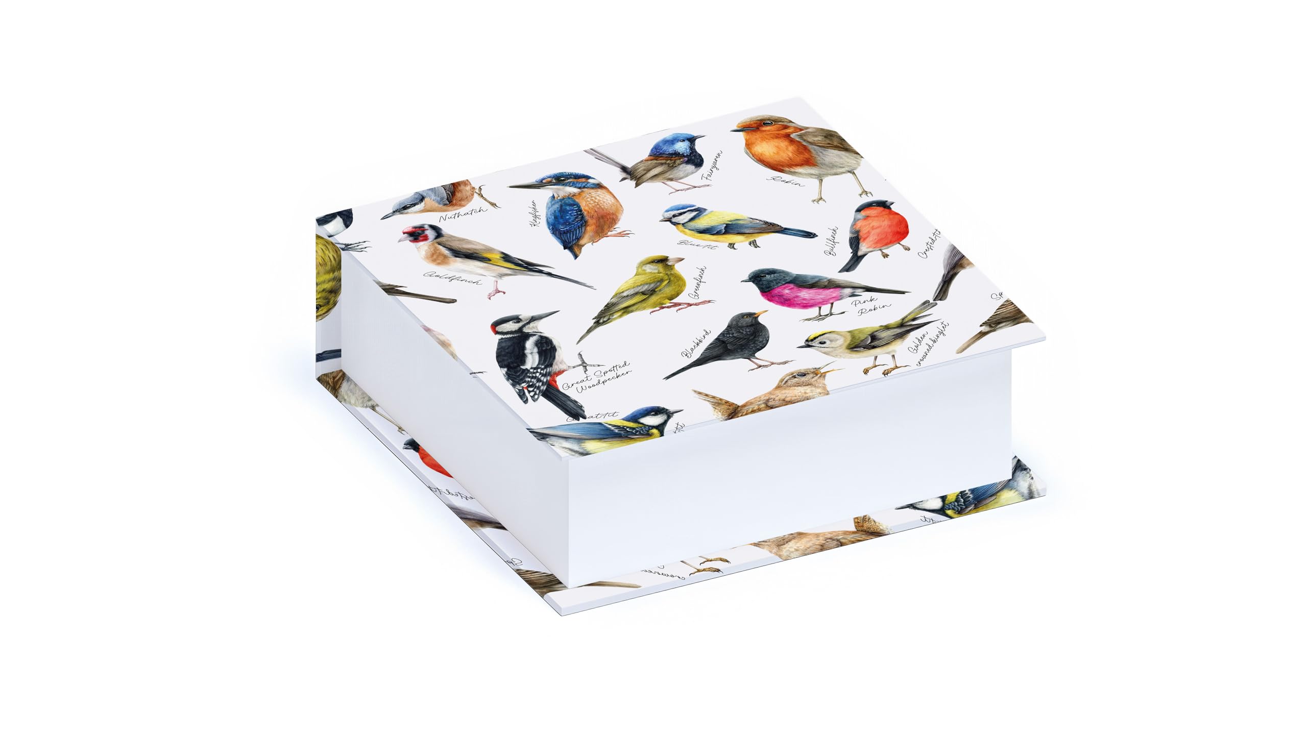 Red Robin Publishing Ltd. Garden Birds Design Noteblock - 304 Plain Paper Sheets - Blank Memo Pad for Notes, Lists and Reminders - Artistic Square Memo Block For Home, School or Office - 14cm x 14cm