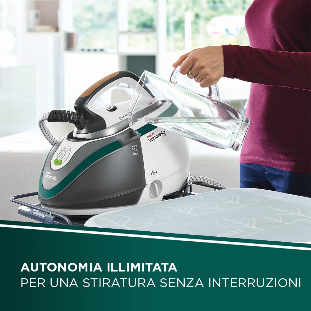 Polti Vaporella Next VN18.65, Ferro da stiro con Caldaia ad Alta Pressione Max 7,2 Bar, Potenza 2200 W, Funzione Turbo e Eco, autonomia illimitata, Serbatoio 1,3 L, Steam Pulse 450g, Bianco e Verde