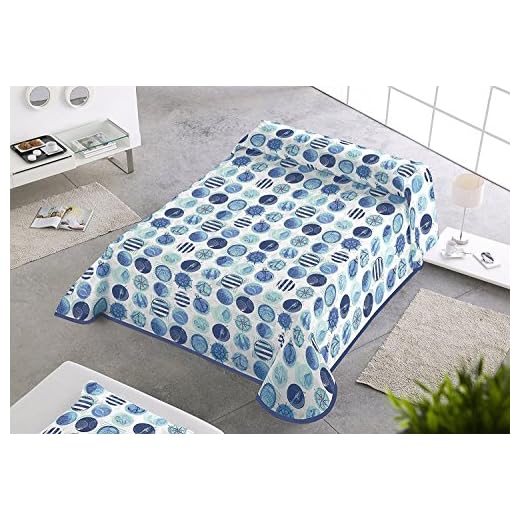 SABANALIA - Colcha Estampada Marina (Disponible en Varios tamaños) - Cama 90-180 x 280