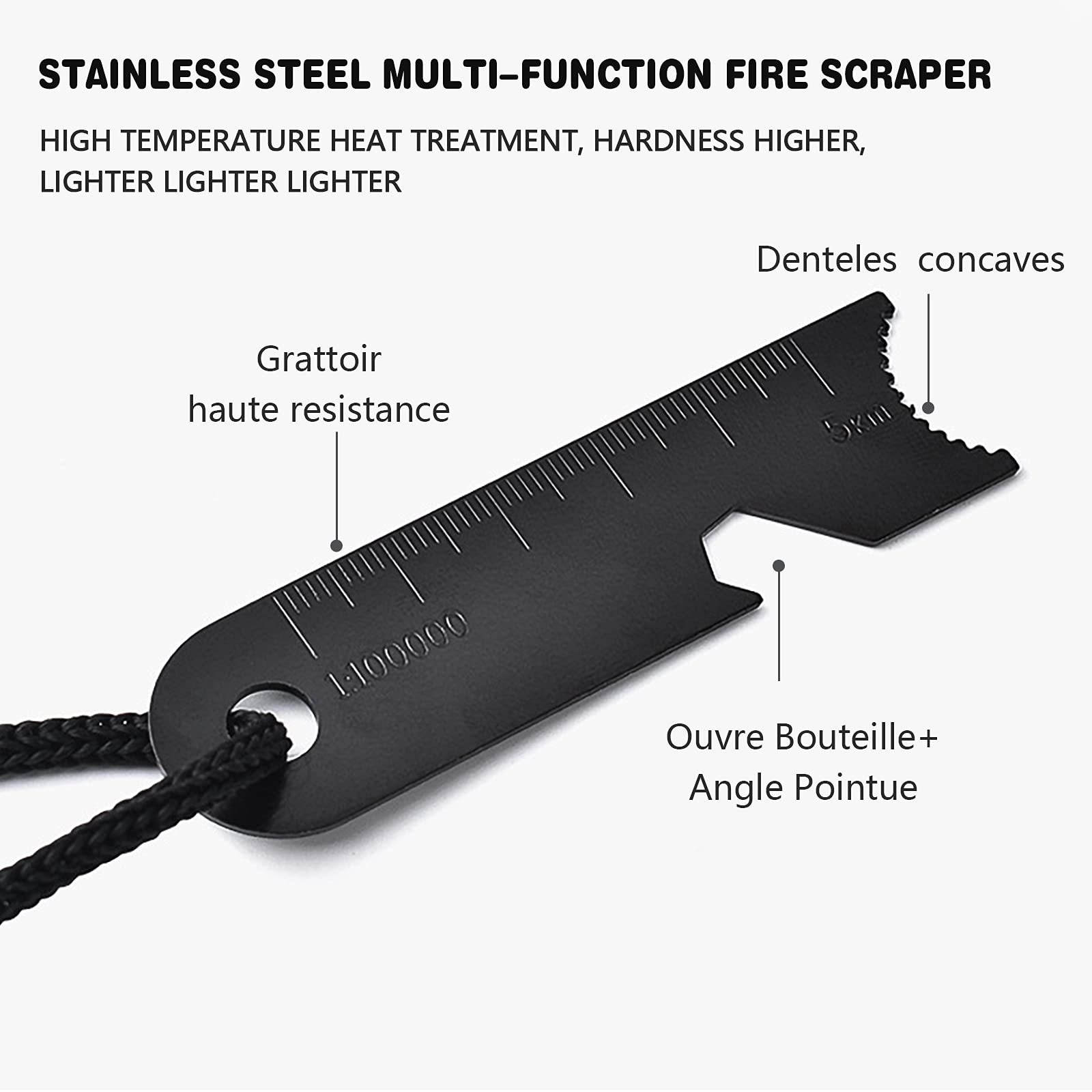 Feuerstahl Mit Handmade 7 in 1 Set Feuerstein Feuerstarter Fireflint Magnesium Feuerzeuge Mit Griff 10,000 Zündungen Raditioneller Extrem Starker Funkenflug Feuerstein Für Outdoor Survival Bushcraft