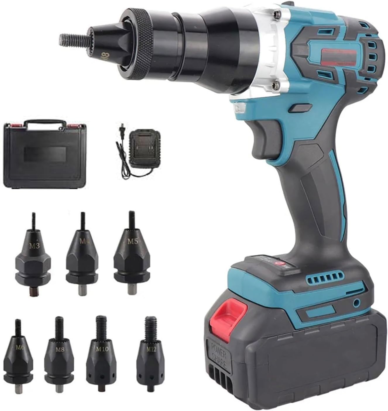 Cordless Electric Rivet Nut Gun Set,Portable Automatic Rivet Gun with 26V Battery,Heavy Duty Electric Automatic Rivet Nut Guns, Rivet Guns Tool Kit,for Rivets, Rivet Nuts