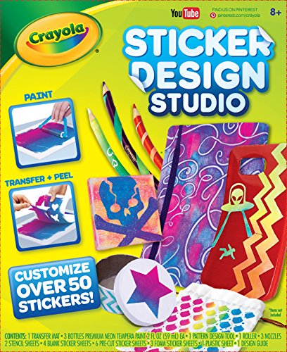 Crayola Sticker Design Studio, Paint & Print Art Activity, Repositionable Stickers, Decorate Gear, School Supplies & More (74-7217)