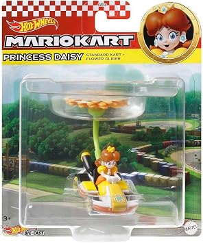 Hot Wheels 164 Scale Mario Kart | Princess Daisy Standard Kart + Flower Glider
