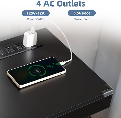 Miniatura 5 de HOMMPA Moderno soporte de TV LED para TV de 55/50/43/40/32 pulgadas con tomas de corriente, consolas de TV para juegos con centro de entretenimiento