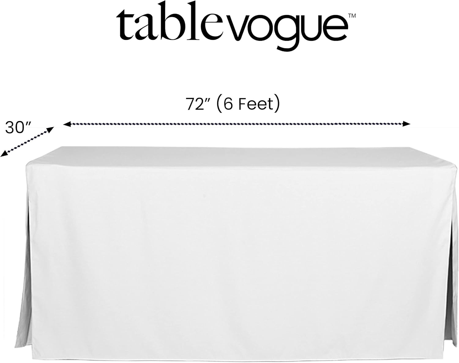 Tablevogue 1C22259 Machine Washable Microfiber Solid Fitted Rectangular 72-inch x 30-inch Tablecloth for Events 6-feet, White : Everything Else